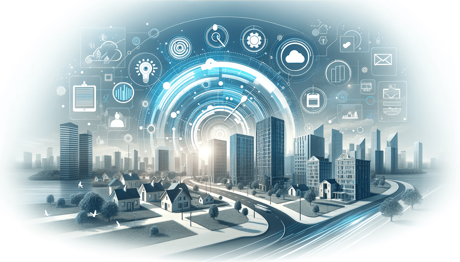 Blogs 2 DALL·E 2023 12 23 08.05.13 A landscape oriented blog image that visually represents the innovative and modern platform of Naminieks.lv in property management. The image should s